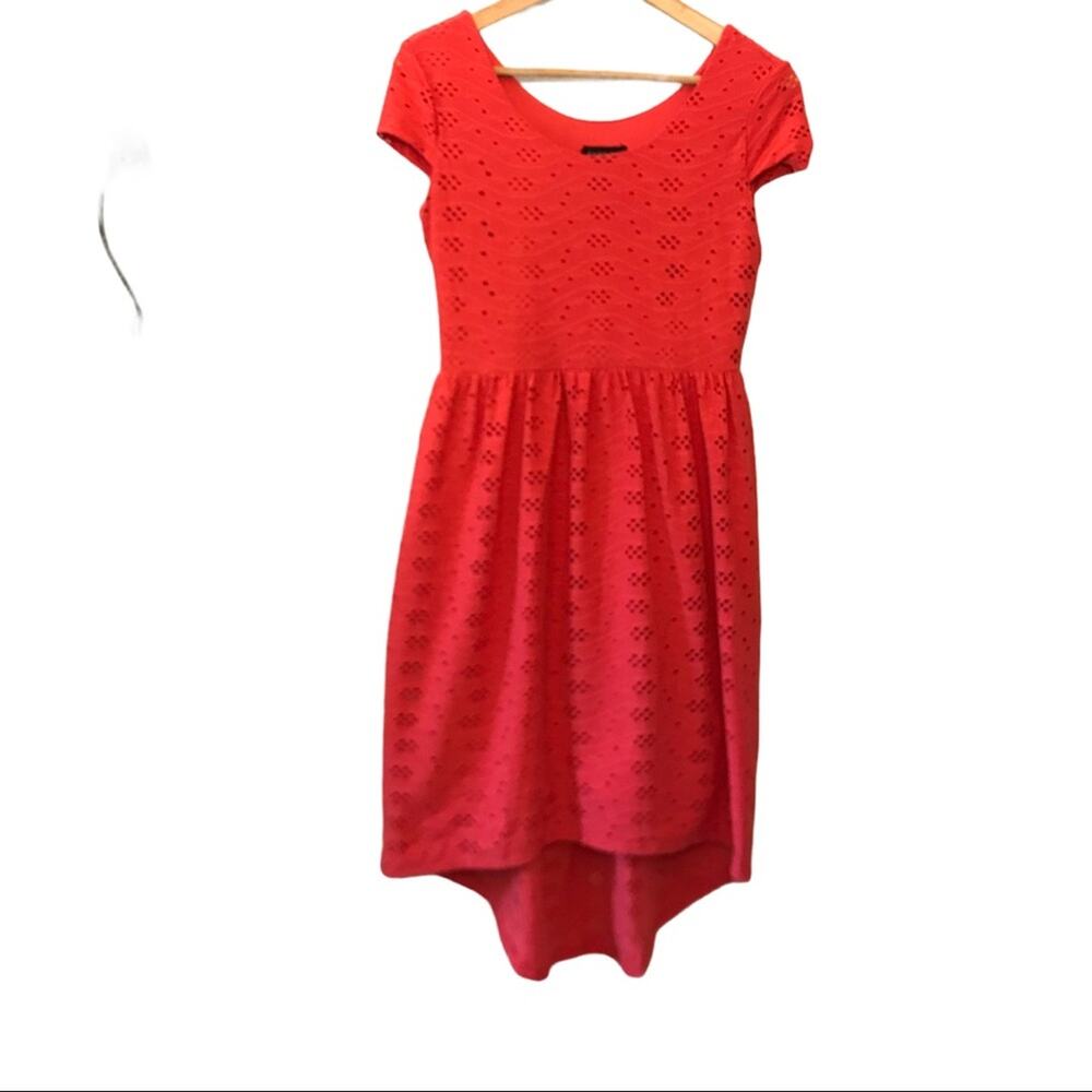 Enfocus Studio Coral High Low Cap Sleeve Dress 4 Modest